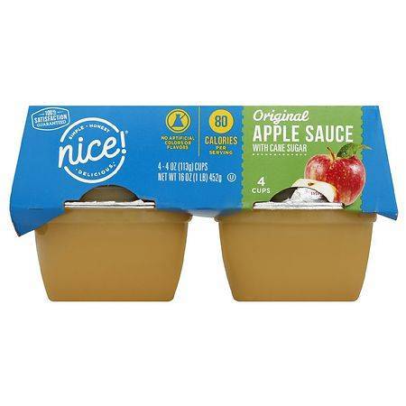 Nice! Original Apple Sauce With Cane Sugar (4 ct)