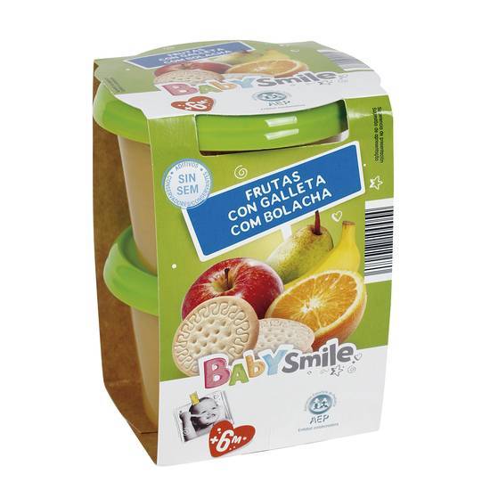 BABYSMILE frutas con galleta tarrito 2x200 gr