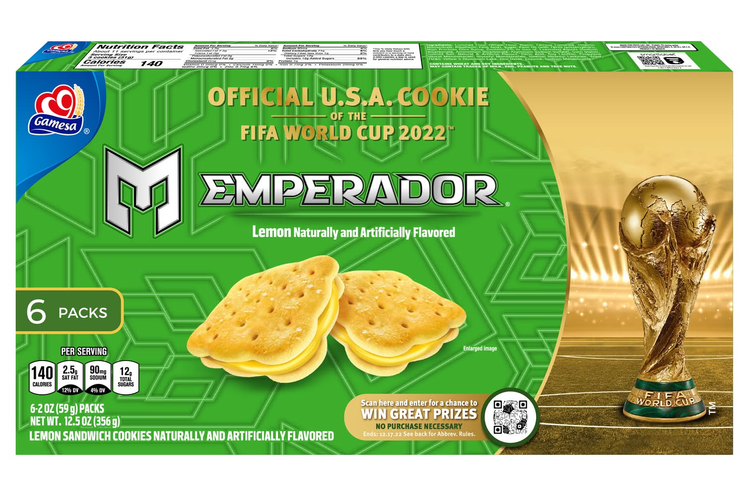 Emperador Sandwich Cookies, Lemon (6 x 2 oz)