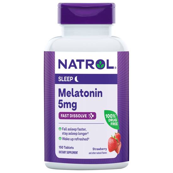 Natrol Tablets 5 mg Extra-Strength Sleep Strawberry Melatonin (150 ct)