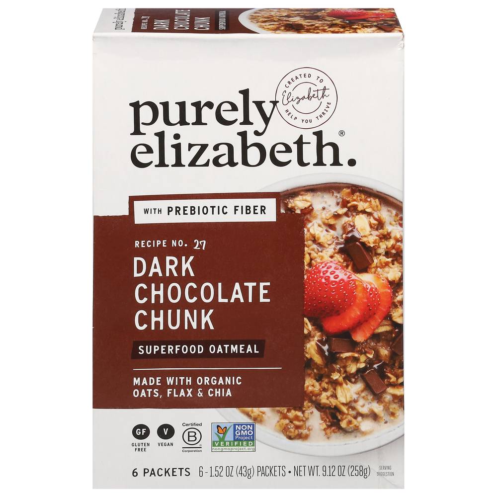 Purely Elizabeth Chunk Superfood Oatmeal With Prebiotic Fiber (6 ct ) (dark chocolate)