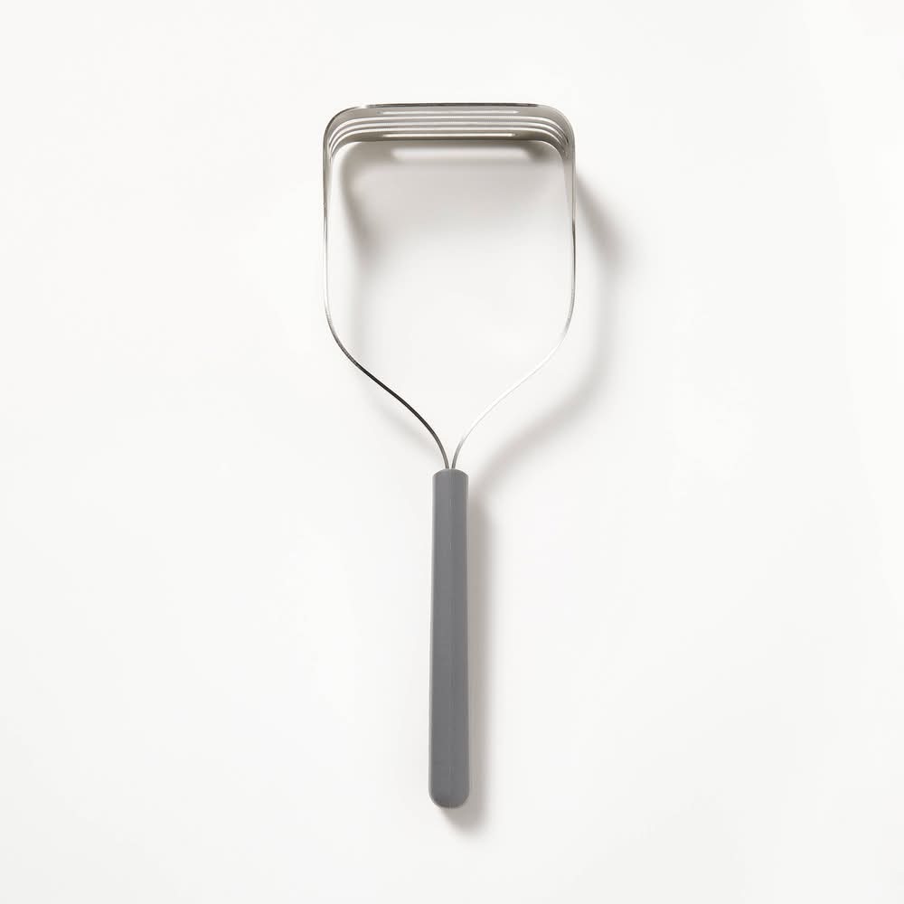 Figmint Stainless Steel & Silicone Soft Grip Masher, Dark Gray