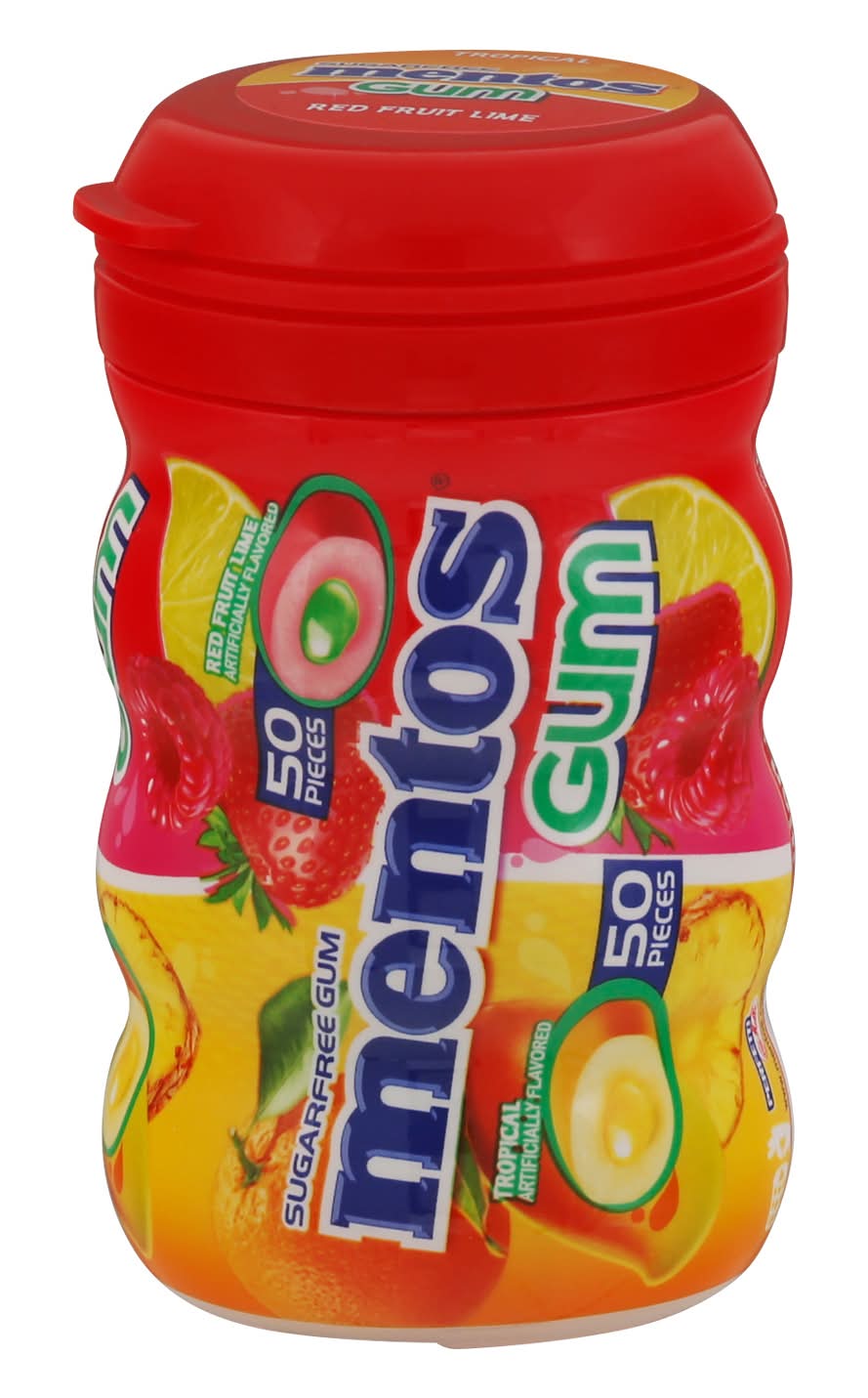 Mentos Sugarfree Red Fruit Lime Tropical Gum (3 oz, 50 ct)