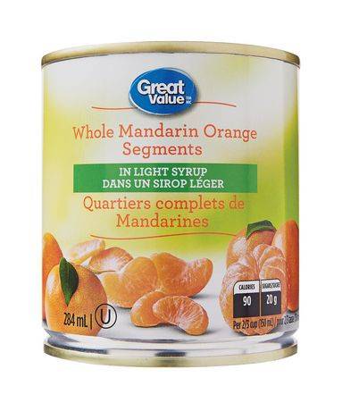 Great Value Whole Mandarin Orange Segments (284 ml)