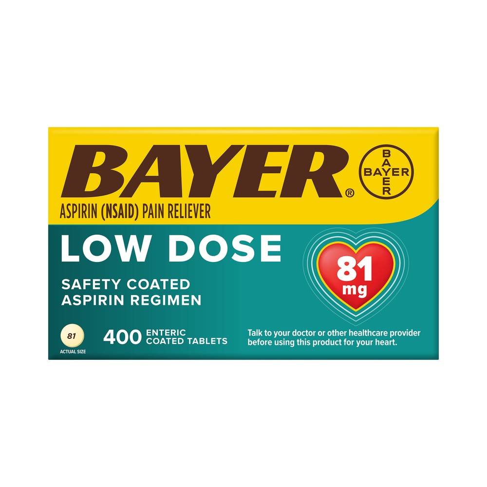 Bayer Aspirin Low Dose 81 mg Coated Tablets (400 ct)