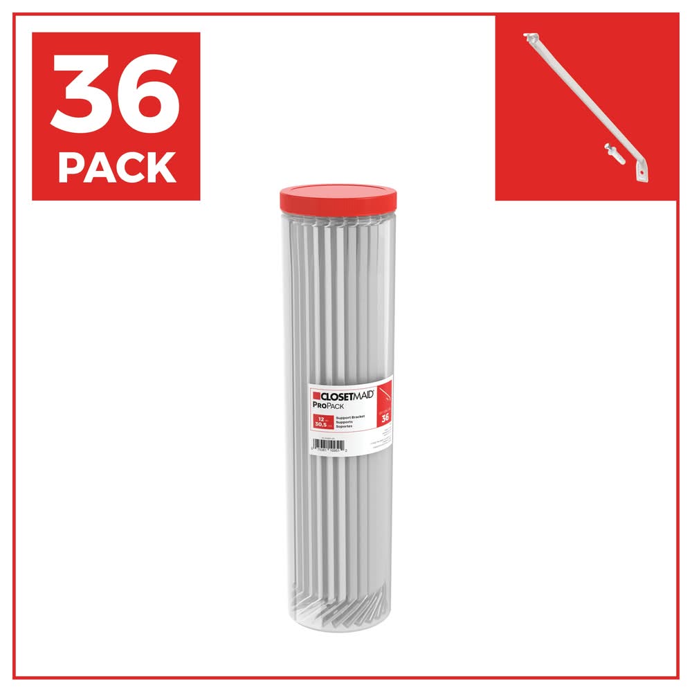 Closetmaid ProPack 36-Pack White Fixed Mount Wire Shelving Bracket (Fits Common Wire Shelf Sizes: 12-in)