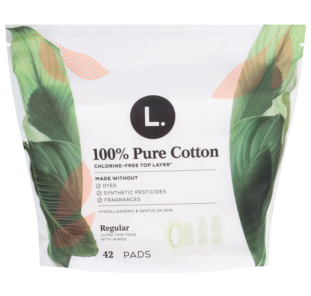 L. Pure Cotton Ultra Thin Pads With Wings, R (42 ct)