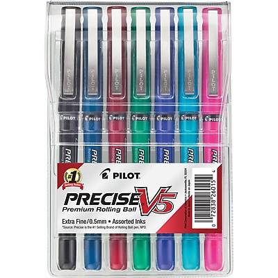 Pilot Precise V5 Liquid Ink Rollerball Pens Extra Fine Point 0.5 mm Ink Colors (7 ct)