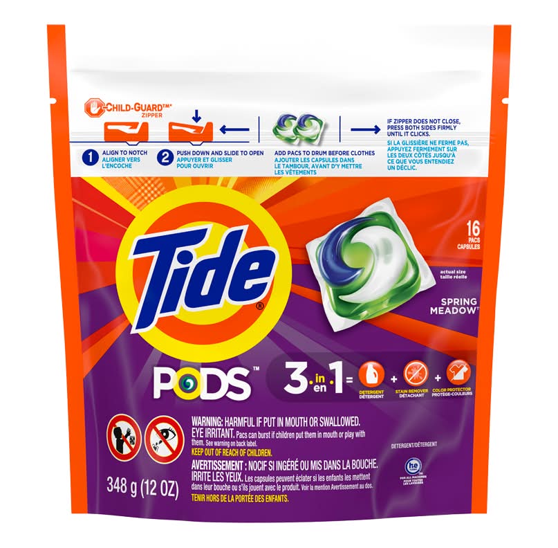 Tide power pods spring meadow (16unités) - power detergent pods (348 g)