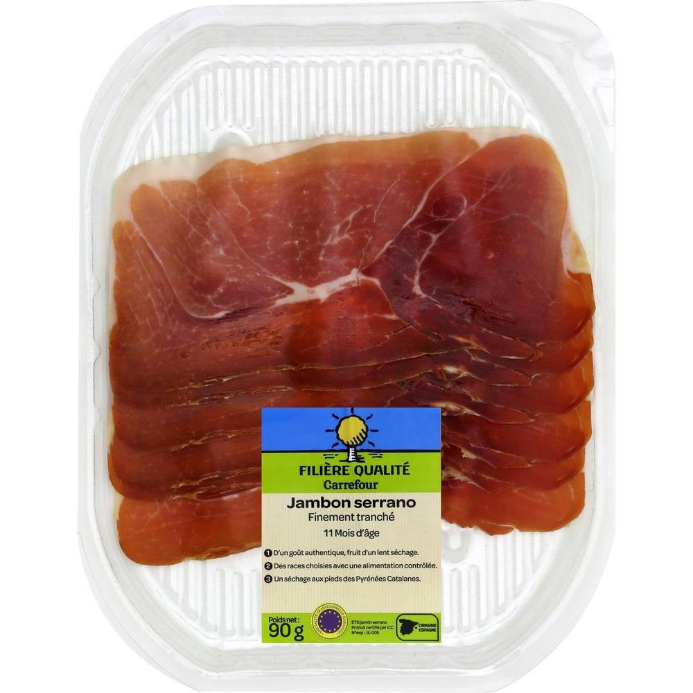 Filière Qualité Carrefour - Filière qualité jambon serrano 11 mois d'âge (90g)