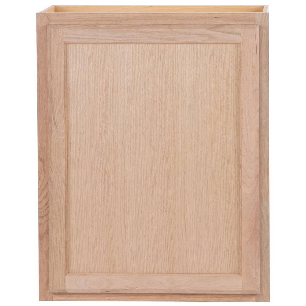 Project Source Oak Brook 24-in W x 30-in H x 12-in D Natural Unfinished Oak Wall Fully Assembled Cabinet (Flat Panel Square Door Style) | 33A W2430R