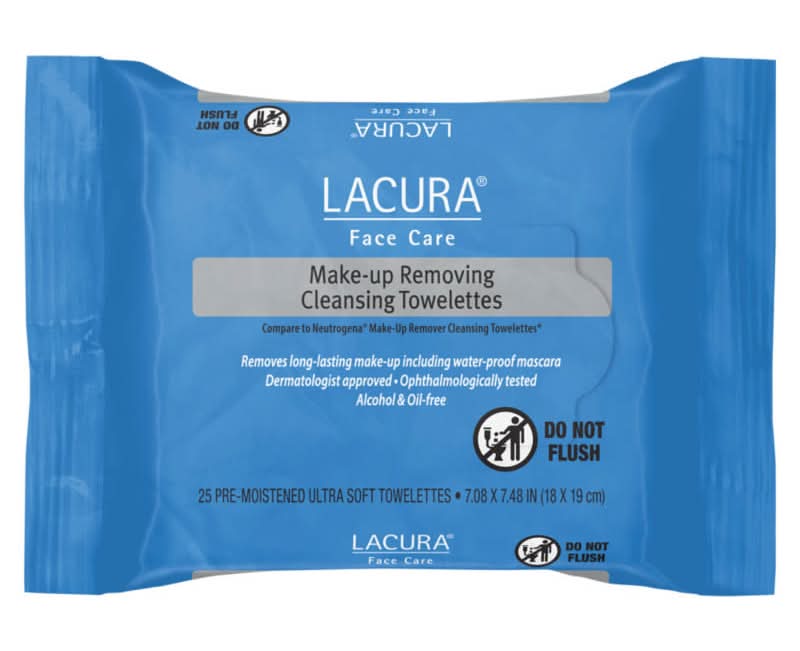 Lacura Make-Up Removing Cleansing Face Towelettes, 7.4x7.2 in (25 ct)