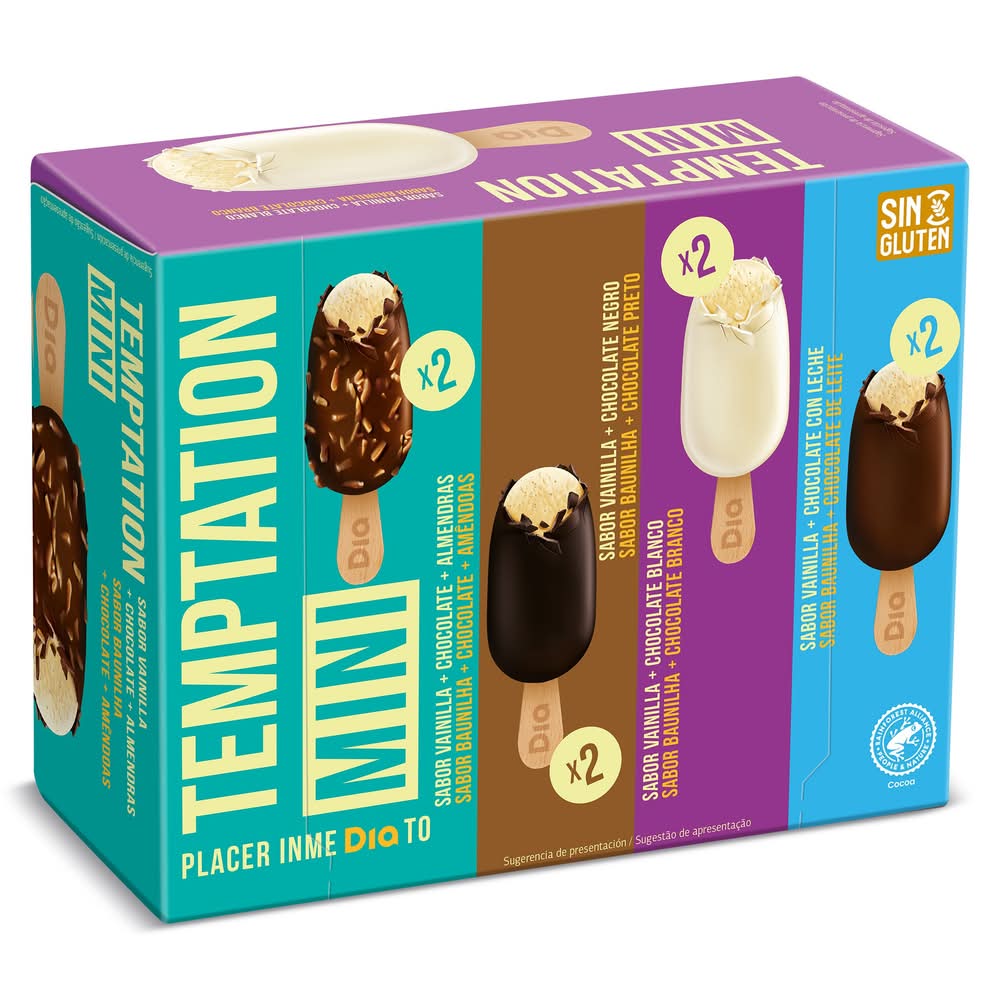 Helado Bombón Mini Surtido 8 Unidades Temptation De Dia Caja 288 G