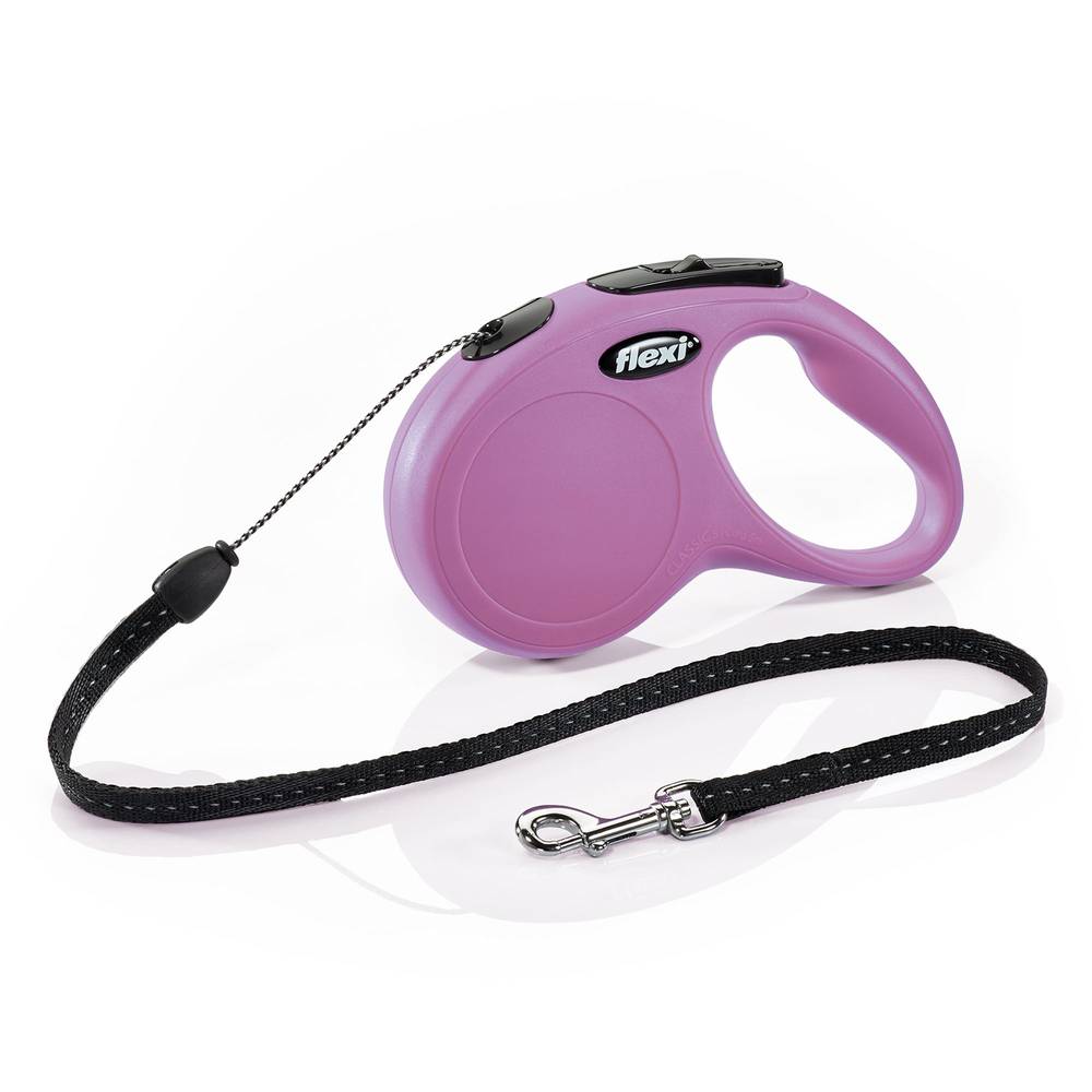 flexi® New Classic Retractable Cord Dog Leash (Color: Pink, Size: Small - 16 Ft)