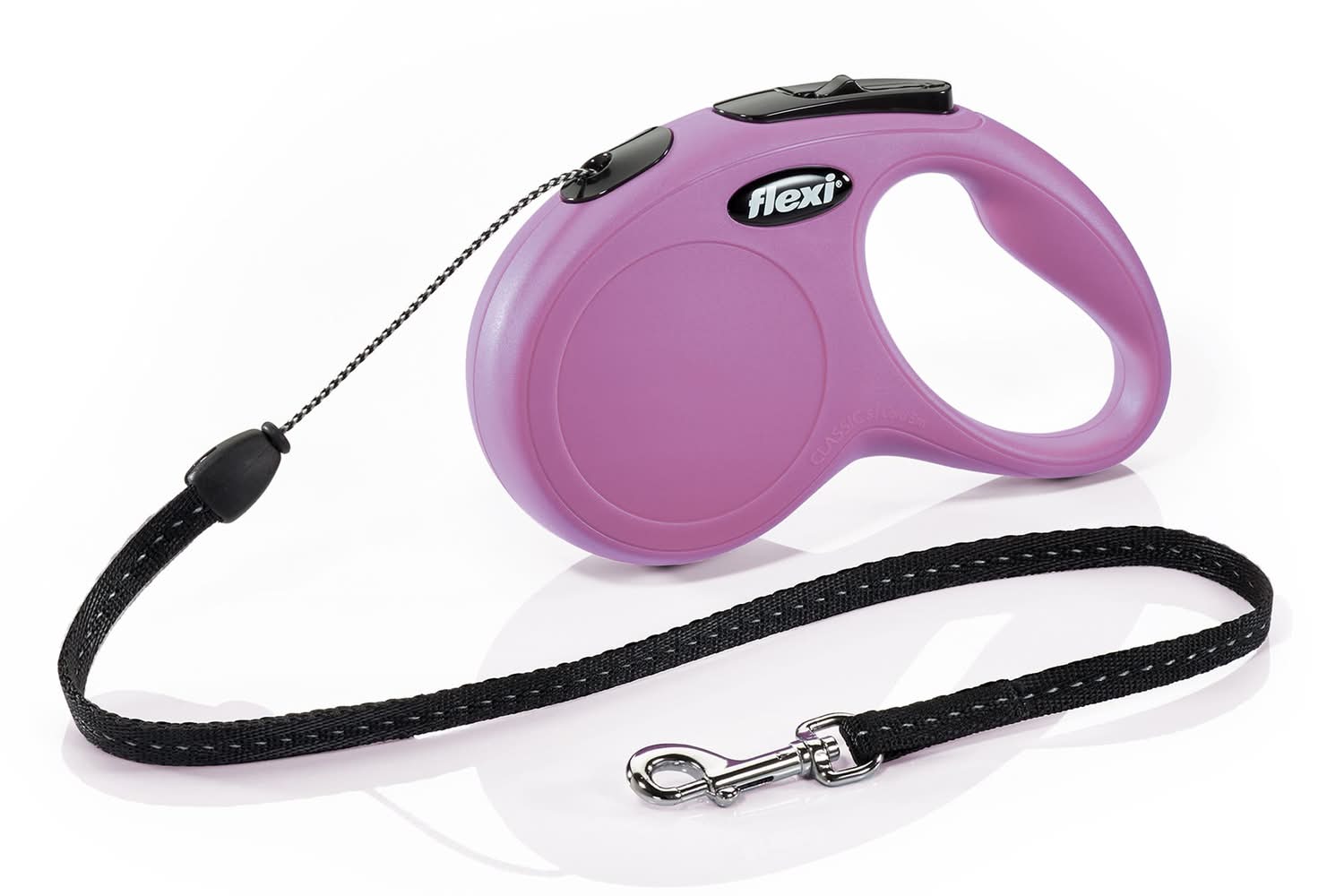 flexi® New Classic Retractable Cord Dog Leash, Black (Color: Pink, Size: Small - 16 Ft)