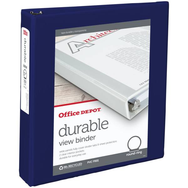 Office Depot Durable View Ring Binder (8-1/2" x 11"/blue)