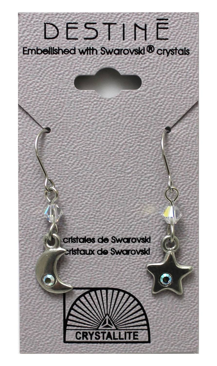 Crystallite Destine Moon and Stars Earring