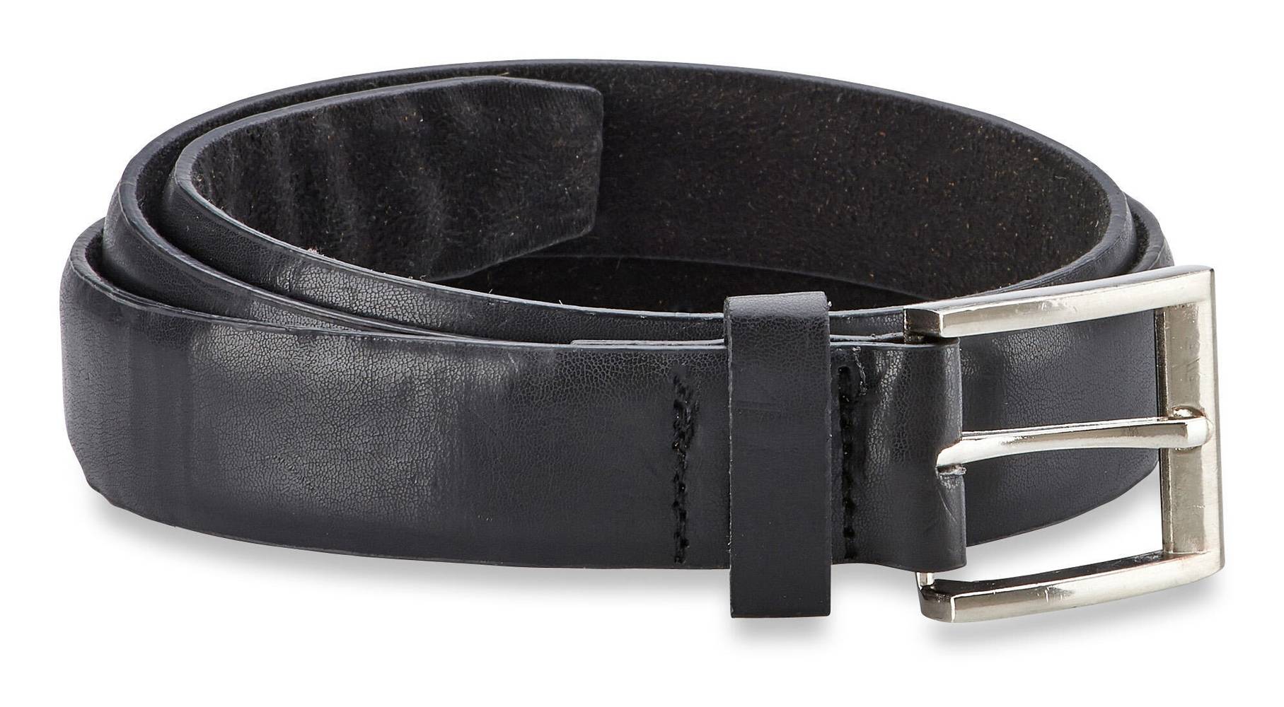Ceinture en cuir pour hommes – P à TG (TG) / Men's Leather Belt with Basic Silver Hardware, Black (XL)