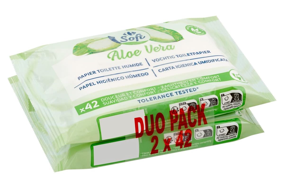 Carrefour Soft Papier Toilette Humide à l''Aloe Vera 2 x 42 Pièces
