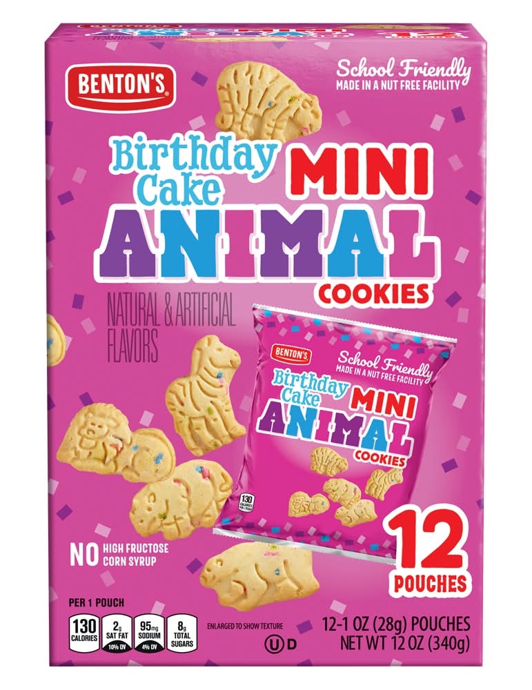 Benton's Mini Animal Cookies, Birthday Cake (12 x 1 oz)