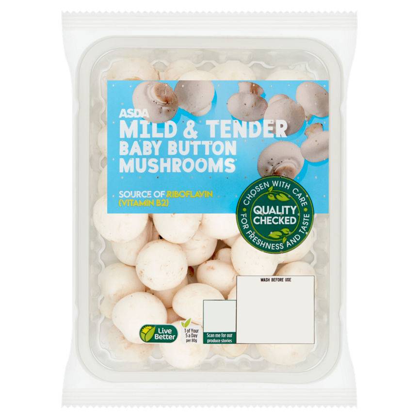 ASDA Mild & Tender Baby Button Mushrooms 200G