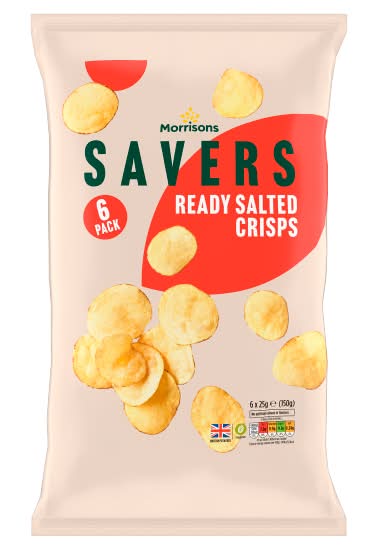Morrisons Savers Ready Salted Crisps (6 pack)