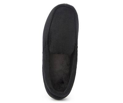 Velvet Moccasin Slippers, Male, Large 9-10, Black