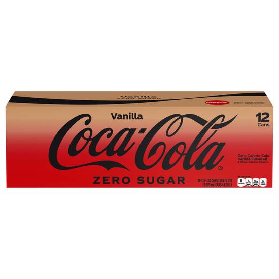 Coca-Cola Vanilla Zero Sugar Cola Soda (12 pack, 12 fl oz) (vanilla)