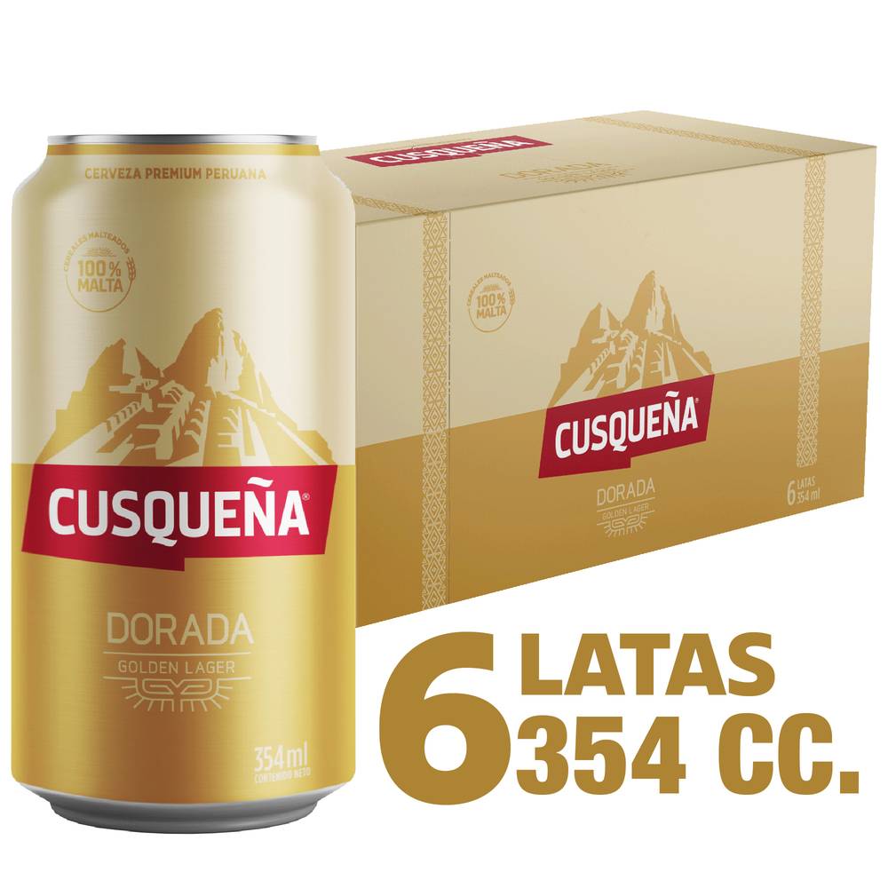 Cusqueña · Pack cerveza dorada golden lager (6 x 354 ml)