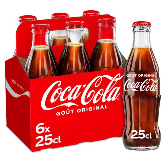 Coca Cola - Boisson rafraîchissante goût original (6 pièces, 250 ml)