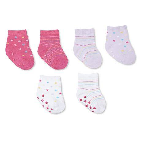 Lot de 6 paires de socquettes George pour bébés filles (Couleur: Rose, Taille: 0-3 Mois)