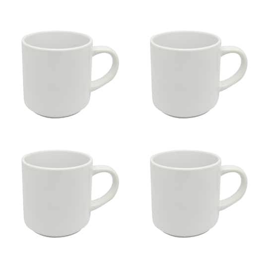 10Oz. White Stackable Ceramic Sublimation Mugs, 4Ct. By Make Market