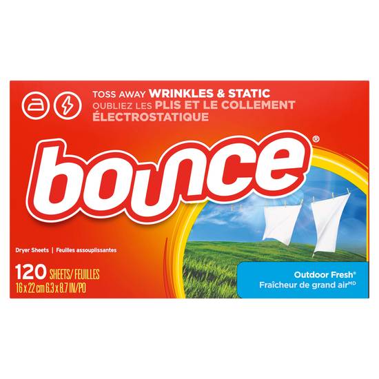 Bounce Dryer Sheets, Outdoor Fresh, 120 ct