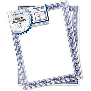 Geographics Blue Flourish Appreciation Certificates, 8.5 x 11, Blue (48936)