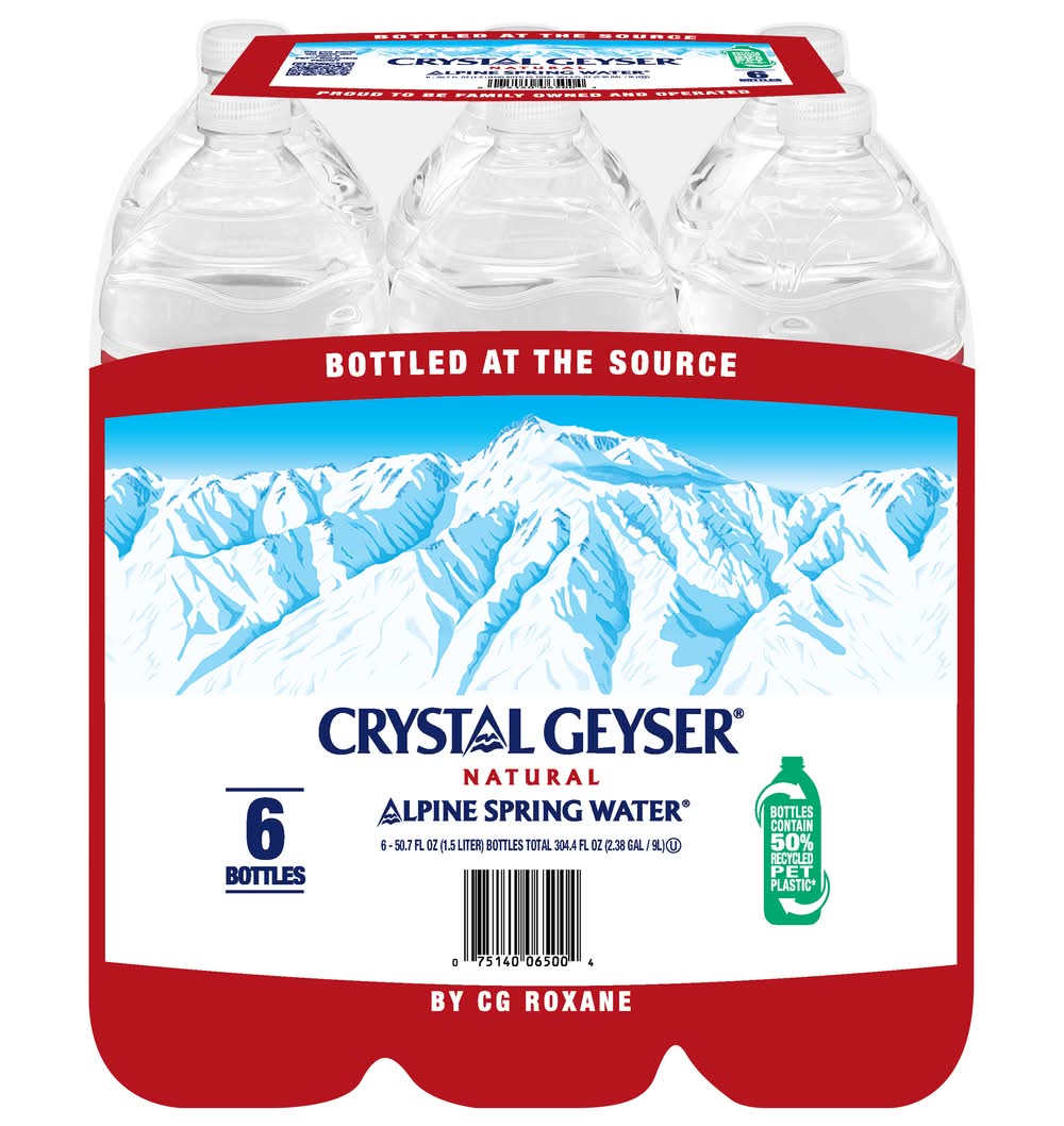 Crystal Geyser Natural Alpine Spring Water (6 x 50.73 fl oz)