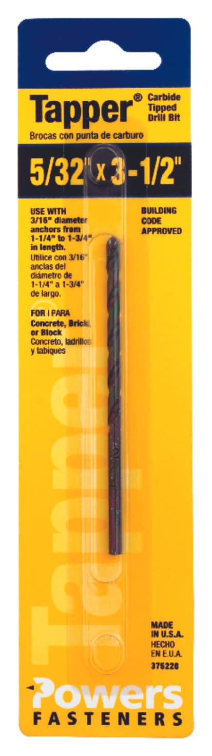 Hillman Tapper 5/32 In. X 3-1/2 In. L Carbide Tipped Drill Bit Straight Shank 1 Pc