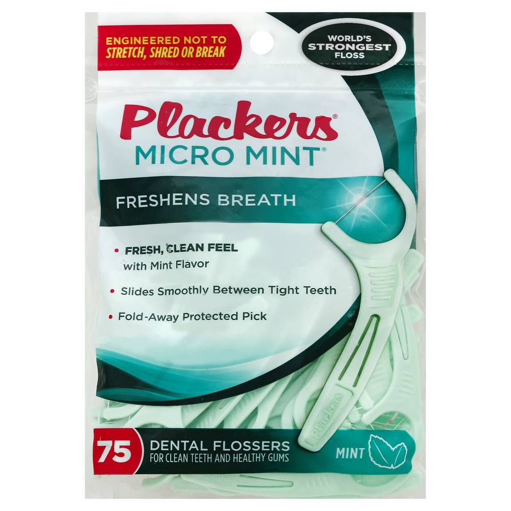 Plackers Micro Mint Freshness Breath Dental Flossers (75 ct)