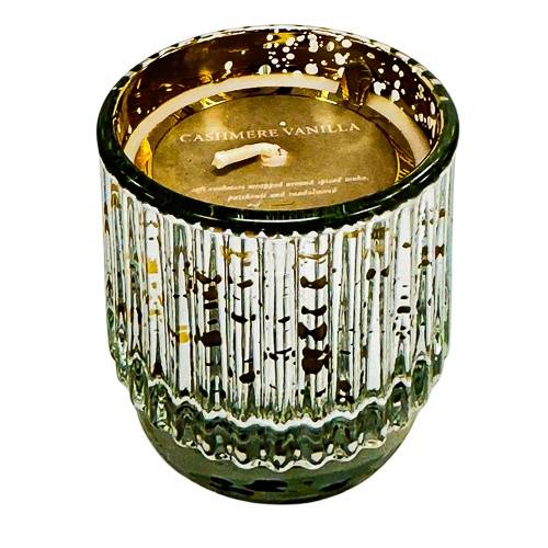 Ribbed Mercury Glass Cashmere Vanilla Footed Jar Candle Silver 4oz - Threshold™