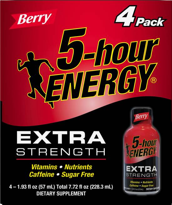 5-Hour Energy Extra Strength Energy Shot (4 pack, 1.93 fl oz) (berry)