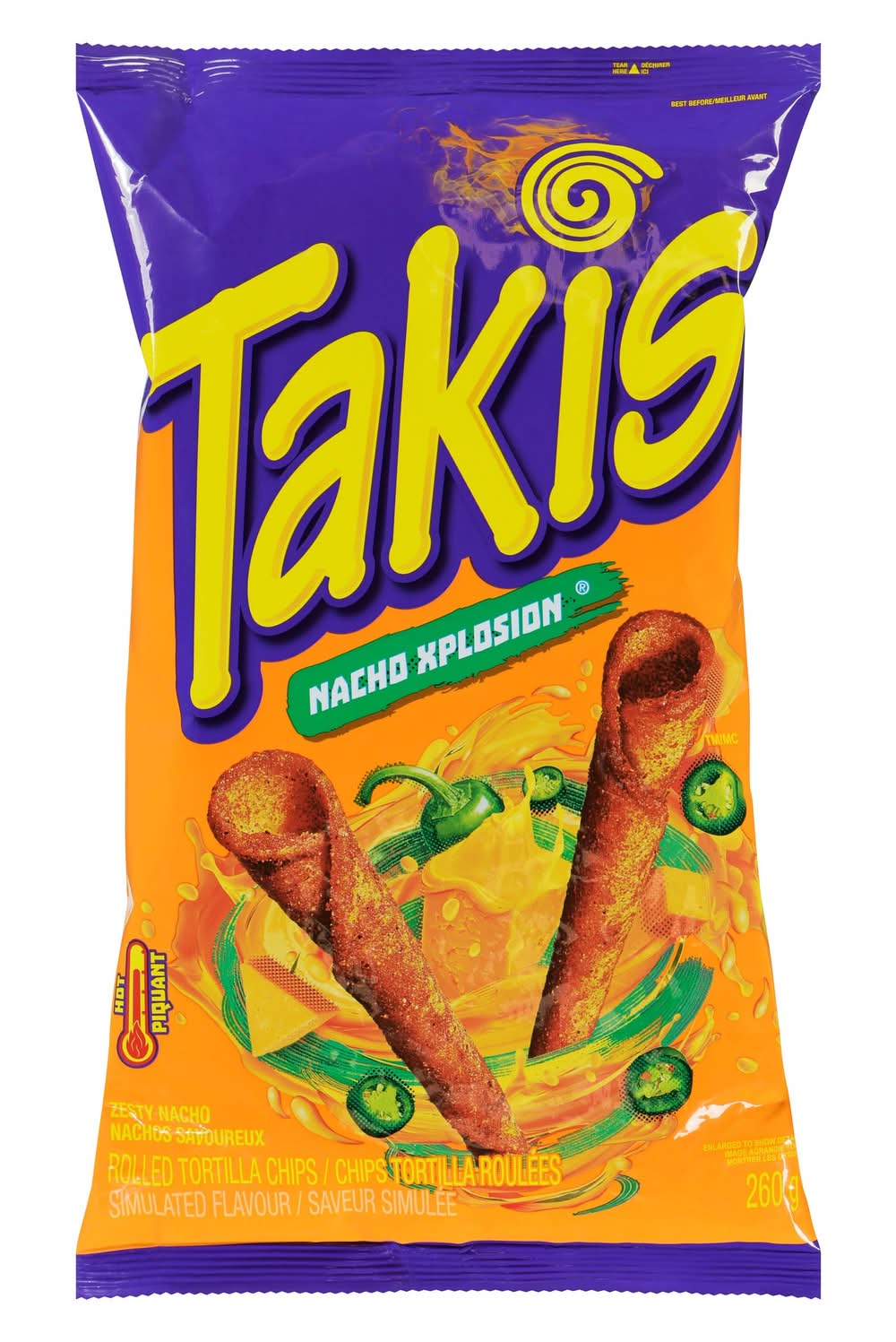 Takis Zesty Cheese Rolled Tortilla Chips, Nacho Xplosion (260 g)