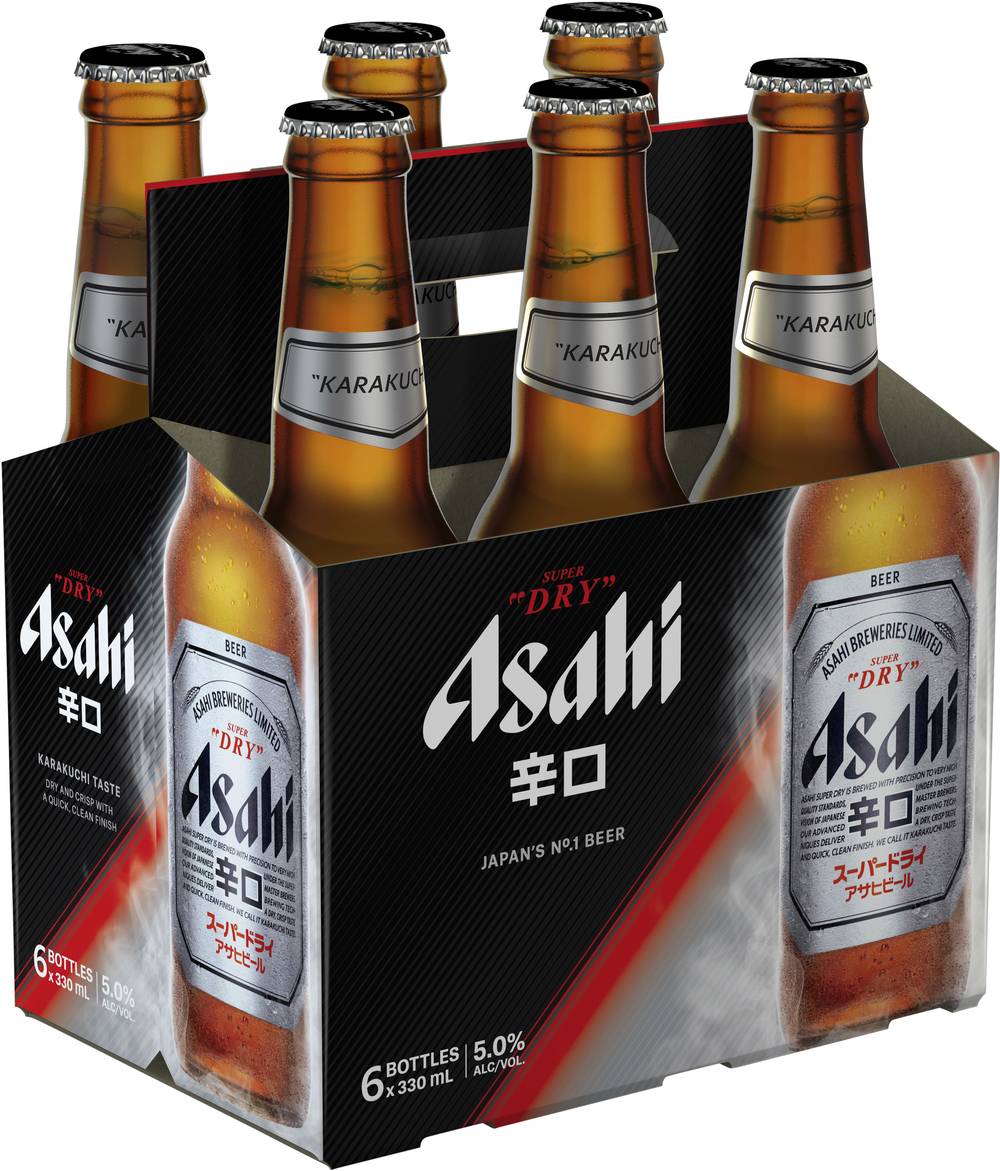 Asahi Super Dry Lager Beer (6 x 330mL)