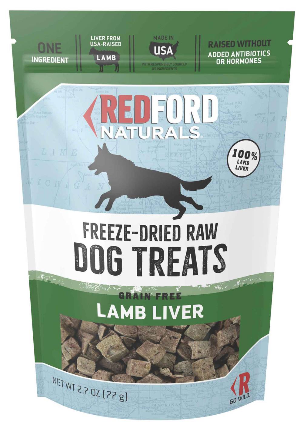 Redford Naturals Freeze-Dried Raw Grain Free Dog Treats, Lamb Liver, 2.7 Ounces