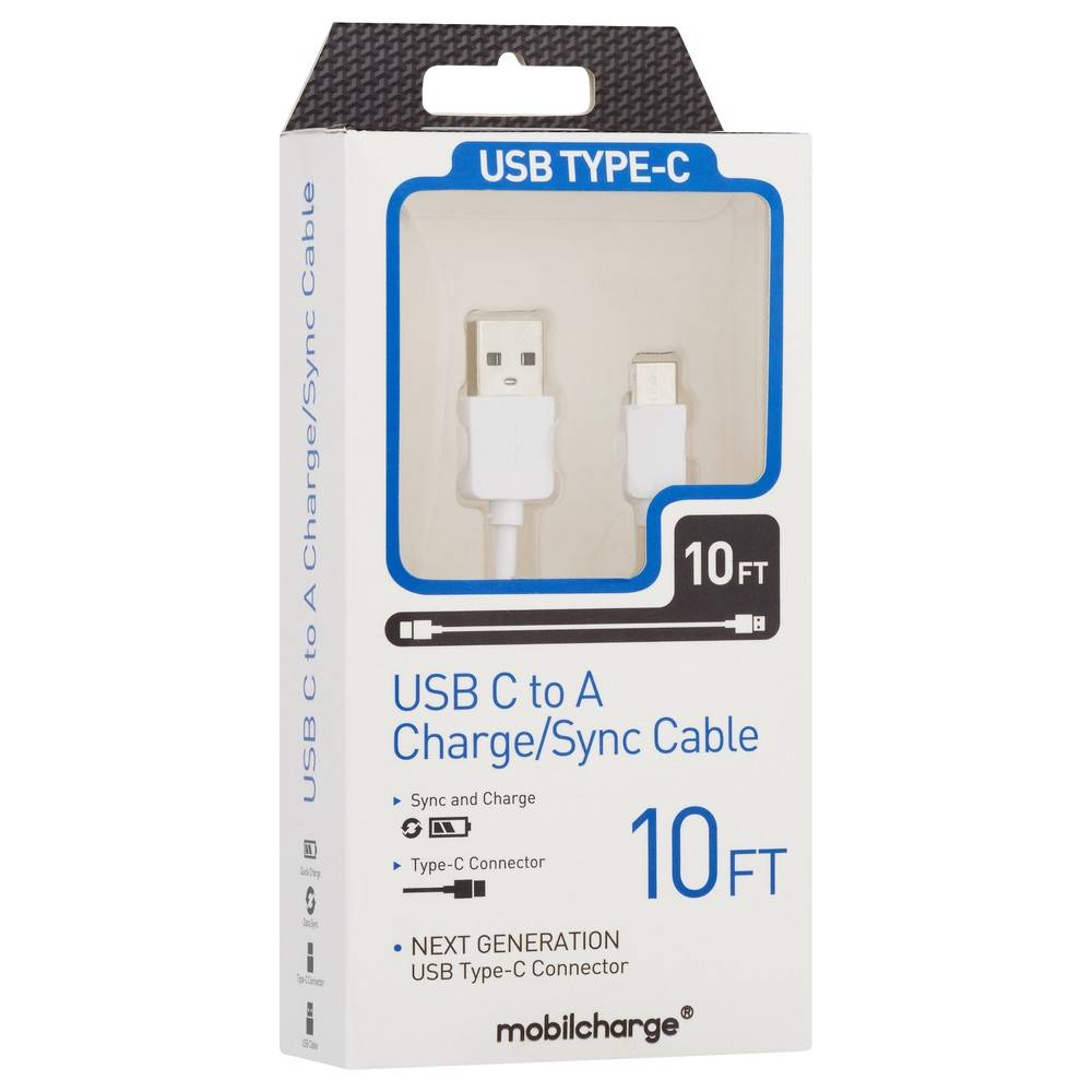 MobilCharge Usb Type-C To Type-A Charge/Sync 10 ft Cable