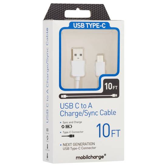 Mobilcharge Usb Type-C To Type-A Charge/Sync 10 ft Cable