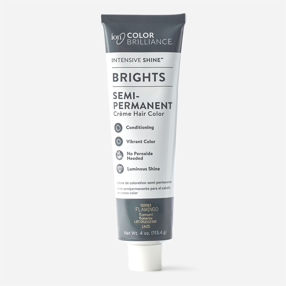 iON Semi-Permanent Brights Hair Color, Unisex, Flamingo (4 oz