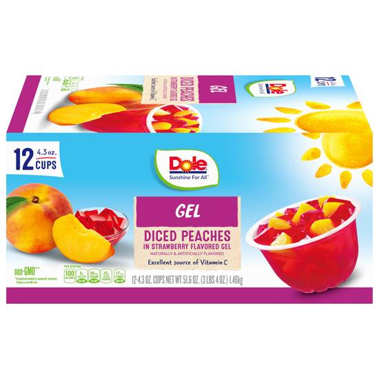 Dole Strawberry Flavored Gel Diced Peaches(12 Ct)