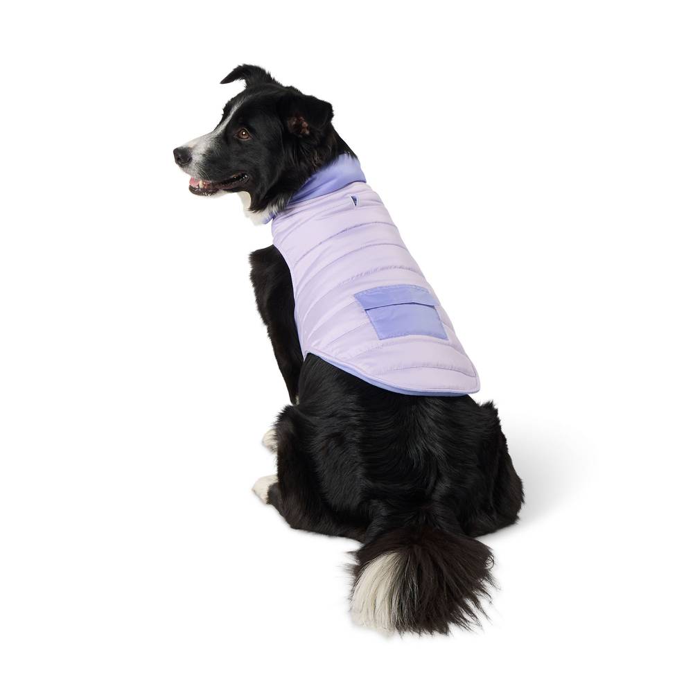 Top Paw Adjustable Dog Puffer Jacket, Small, Purple