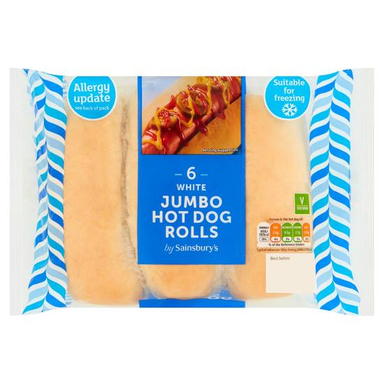 Sainsbury's White Jumbo Hot Dog Rolls x6
