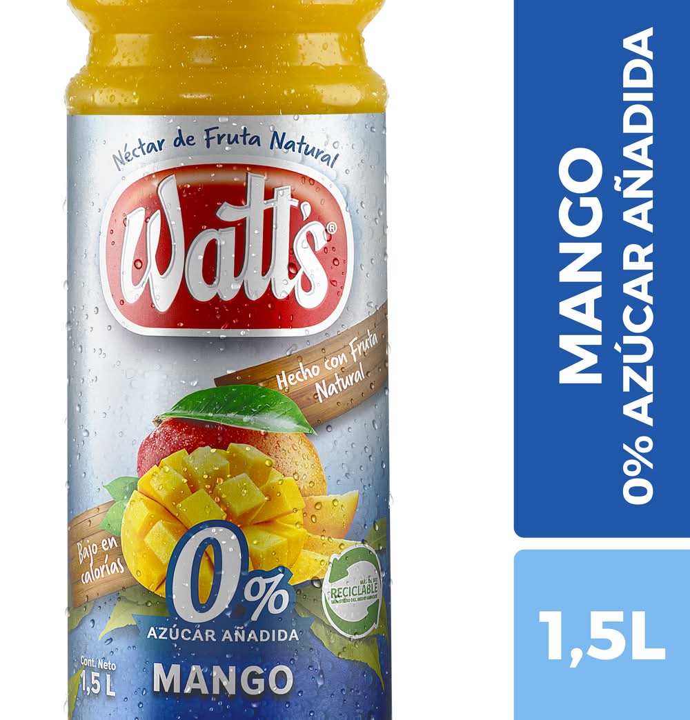 Watt's · Néctar de fruta natural mango 0% azúcar añadida (1,5 L)