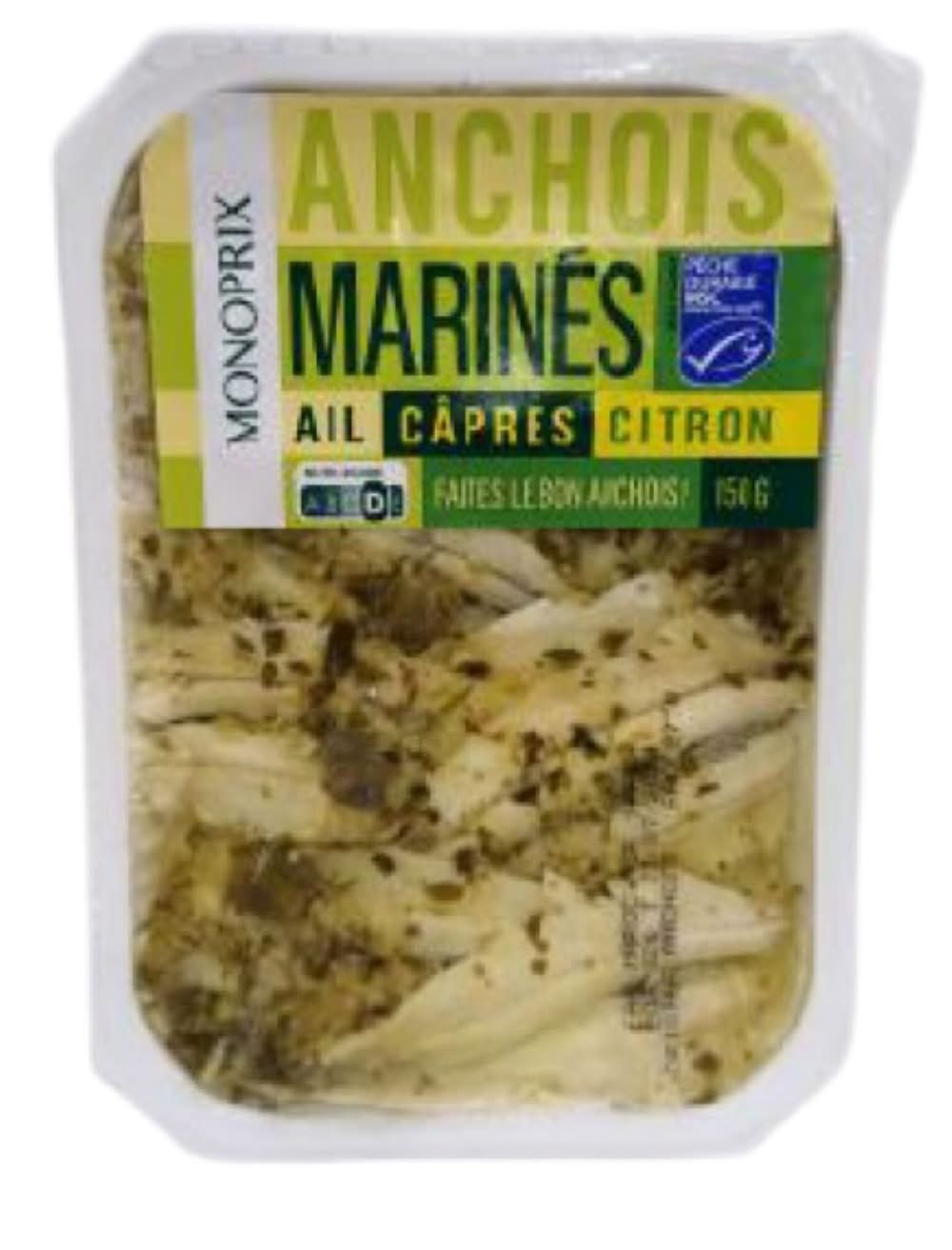 Monoprix - Anchois marinés ail câpres et citron (150g)
